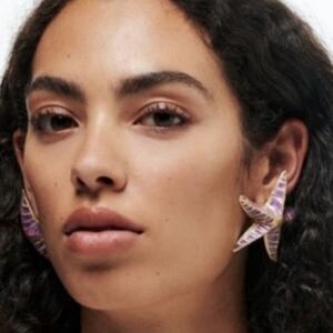 New ZARA Purple Starfish Statement Stud Earrings